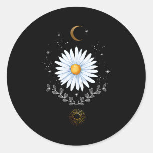 esthetische hemelzon en motorboho Daisy-bloem Ronde Sticker