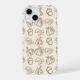 Esthetische Herfst Doodle Patroon Hoesje iPhone 15 Hoesje