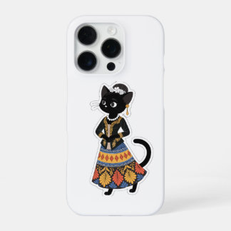 Esthetische Javaanse Zwarte Kat in Traditionele Ke iPhone 16 Pro Hoesje