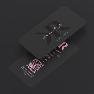 Esthetische K R Initiaal Monogram Zwart Roze Visitekaartje