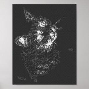 Esthetische kat abstracte fijne lijn moderne kunst poster