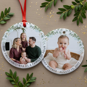 Esthetische Kerst Foto Familie van Vier Keramisch Ornament