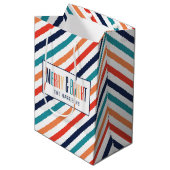 Esthetische Kerst Retro Merry & Bright Medium Cadeauzakje (Voorkant Gekanteld)