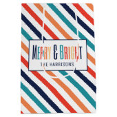 Esthetische Kerst Retro Merry & Bright Medium Cadeauzakje (Achterkant)