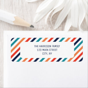 Esthetische kerst retro strepen kleurrijke lijnen etiket