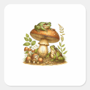 Esthetische Kikker Paddenstoel Cottagecore Goblinc Vierkante Sticker