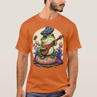 esthetische kikker spelen ukelele op paddenstoel t-shirt