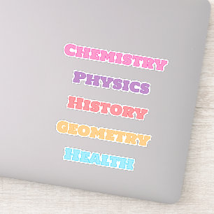Esthetische klasnaam schoolvak sticker