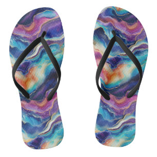 Esthetische kleurrijke moderne regenboogagaat glit teenslippers