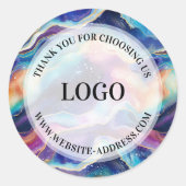 Esthetische kleurrijke regenboog glitter agaat ronde sticker (Voorkant)