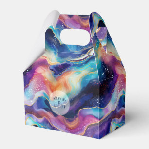 Esthetische kleurrijke regenboogagaat glitter mono bedankdoosjes