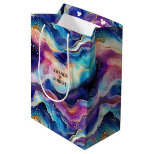 Esthetische kleurrijke regenboogagaat glitter mono medium cadeauzakje