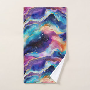 Esthetische kleurrijke regenboogagaat glitter text bad handdoek