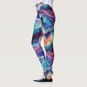 Esthetische kleurrijke regenboogagaat glitter text leggings