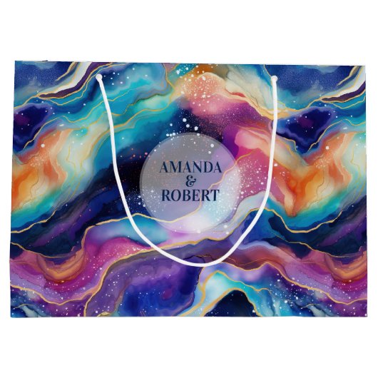 Esthetische kleurrijke regenboogagaat modern monog groot cadeauzakje (Achterkant)