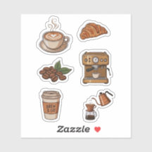 Esthetische koffiebar stickerpakket