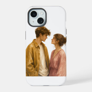 Esthetische koppel illustratie telefoonhoes iPhone 15 hoesje