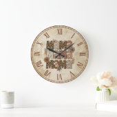 Esthetische Leopard Print Mama Typografie Grote Klok (Huis)