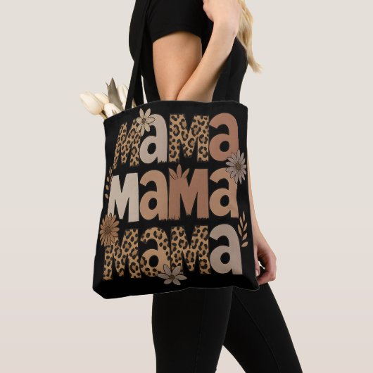 Esthetische Mama Typografie Leopard Print Draagtas (Dichtbij)