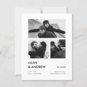 Esthetische moderne fotocollage bruiloft briefkaart