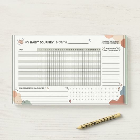Esthetische Neurodivergente Gewoonte Tracker Brain Post-it® Notes (Op bureau)