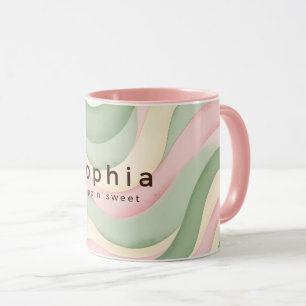Esthetische Pastel Golvende Douane Mok - Roze Groe