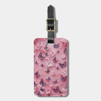 Esthetische pastelroze vlinder bagagesticker bagagelabel