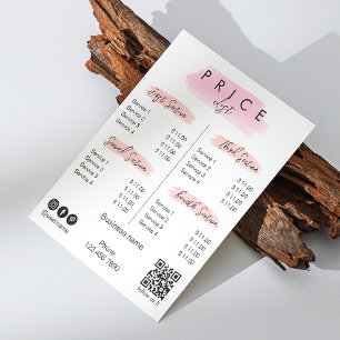 Esthetische prijslijst Menu Script Typografie