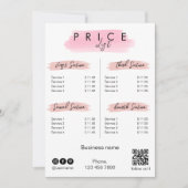 Esthetische prijslijst Menu Script Typografie Kaart (Voorkant)