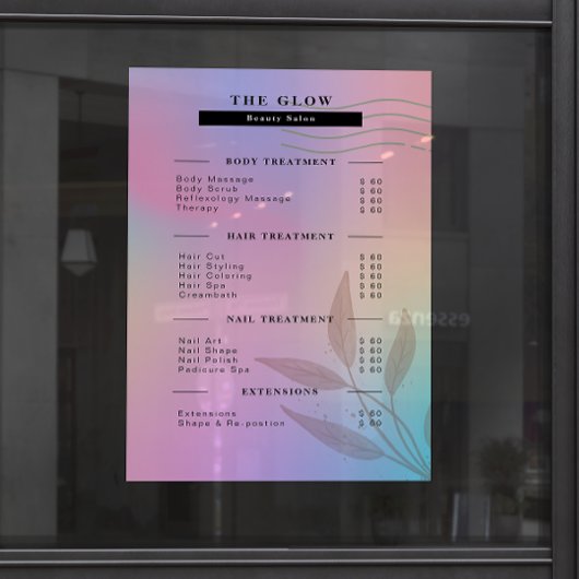 Esthetische prijslijst Roze Holografische iriseren Poster