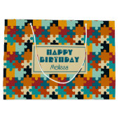 esthetische puzzelstukken patroonverjaardag groot cadeauzakje (Achterkant)