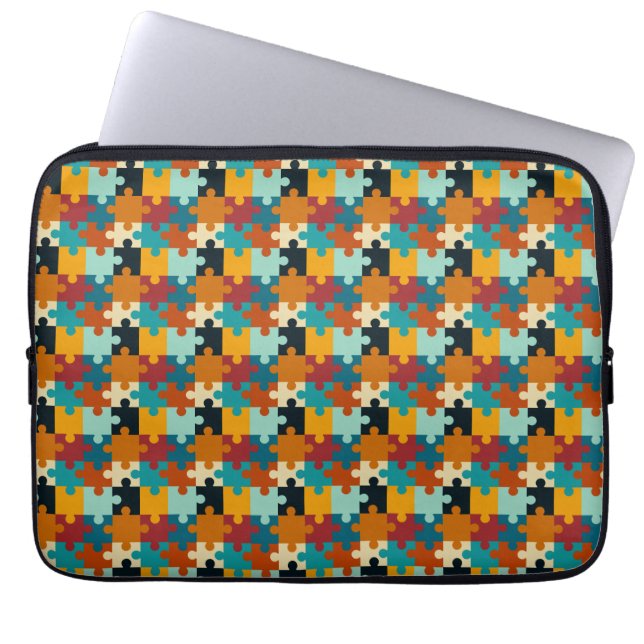  esthetische puzzelstukkenpatroon laptop sleeve (Voorkant)