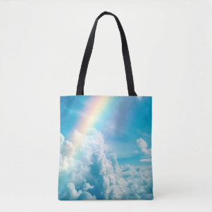 Esthetische Regenboog en Wolken Draagtas