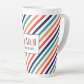 Esthetische Retro Stripes Kleurrijke Lijnen Kerstm Latte Mok (Rechterhoek)