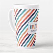 Esthetische Retro Stripes Kleurrijke Lijnen Kerstm Latte Mok (Linkerhoek)