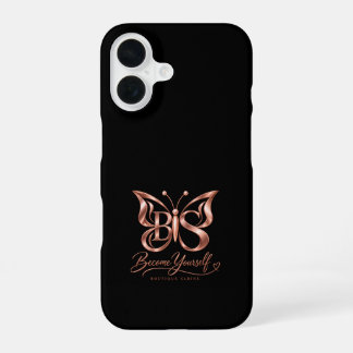 Esthetische Rose Goud Vlinder Zwarte iPhone 16 Hoe Hoesje