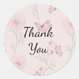 Esthetische roze bloemige bedankje zakelijke verpa ronde sticker
