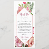 Esthetische Roze Bloesem Tafel Dankkaart Programma (Voorkant)