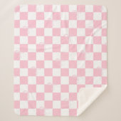 Esthetische roze en wit geruit met linten sherpa deken (Voorkant)
