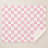 Esthetische roze en wit geruit met linten sherpa deken (Voorkant (horizontaal))