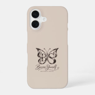 Esthetische Roze Gouden Vlinder Toasted Almond iPhone 16 Hoesje