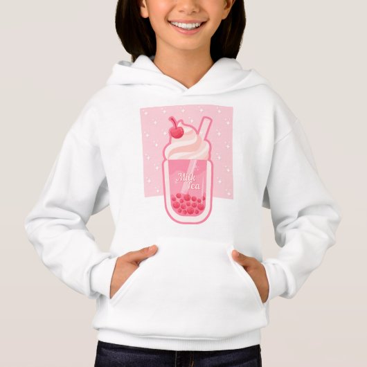 Esthetische Roze Melk Thee Hoodie 02 (Voorkant)