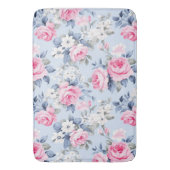 Esthetische roze rozen witte bloemen patroon badmat (Voorkant Verticaal)