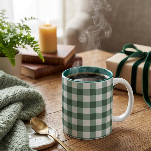 Esthetische saliegroene geruite tweedelig koffieko tweekleurige koffiemok