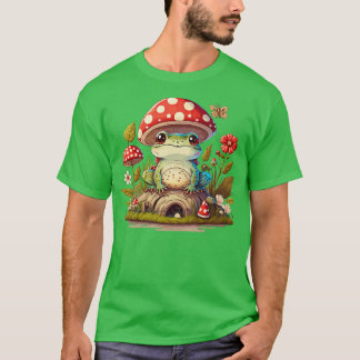 esthetische schattige kikker op paddenstoel 1 t-shirt