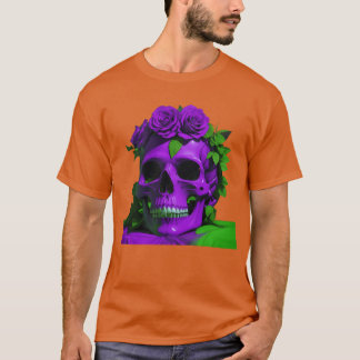 Esthetische Schedels en Rozen Violet en Groene vri T-shirt