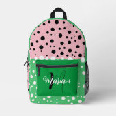 Esthetische smaragdgroene roze kleur - Initiaal na Bedrukte Rugzak (Voorkant)