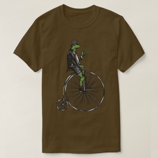 Esthetische Steampunk Frog High Wheel fiets T-shirt (Design voorkant)