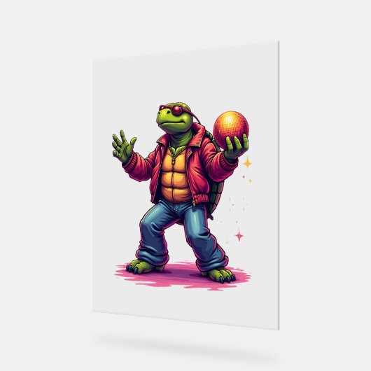 Esthetische Turtle Disco T-shirt Acryl Bord (Hoek)