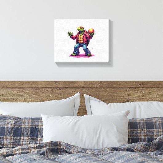 Esthetische Turtle Disco T-shirt Canvas Afdruk (Insitu (Slaapkamer))